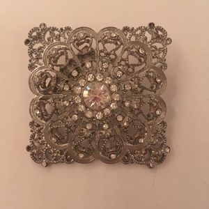 Vintage silver tone and zirconium brooch